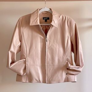 Vintage Y2K Black Rivet Leather Jacket in Blush - Size L